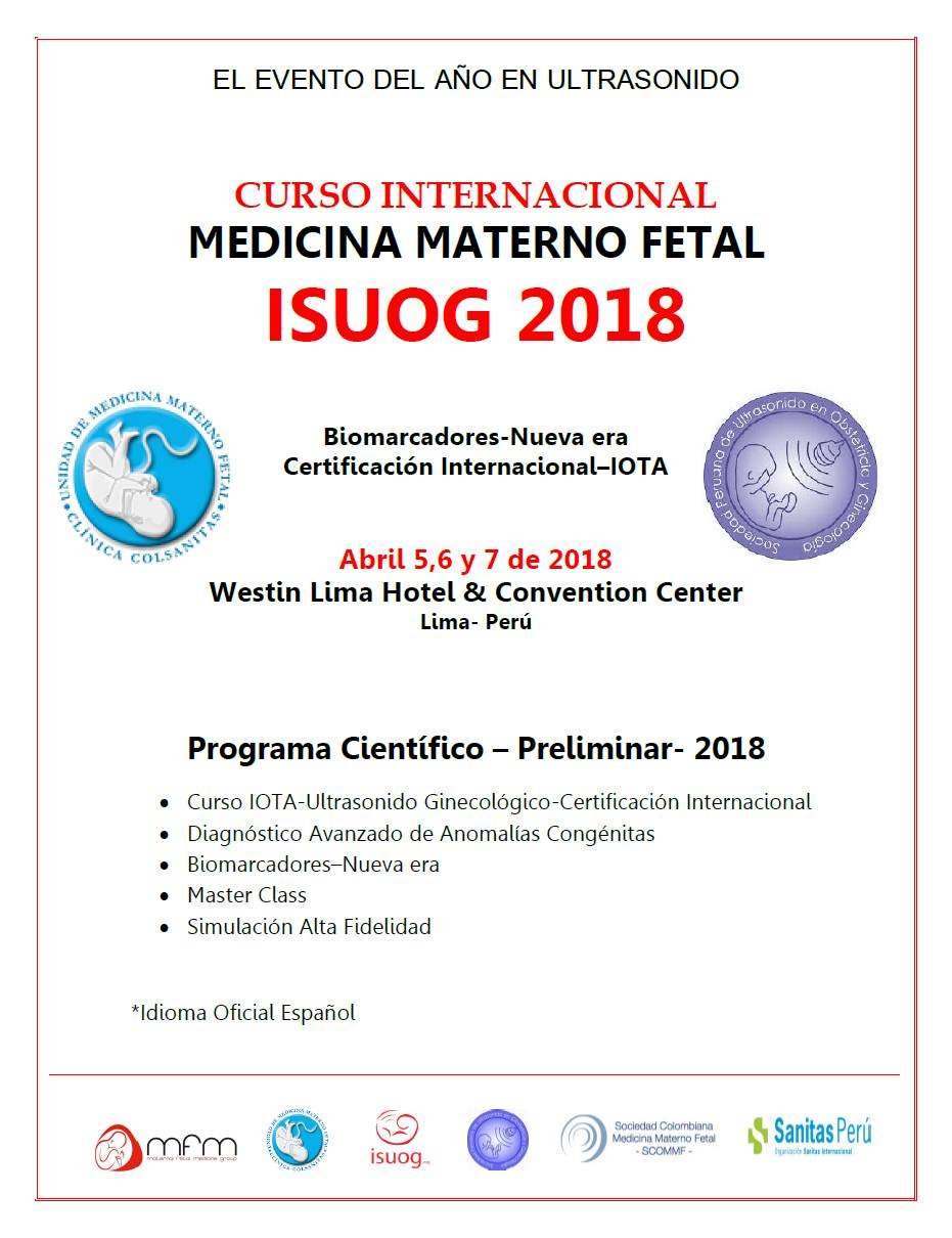 Programa científico preliminar del Curso Internacional de Medicina Materno Fetal ISUOG 2018